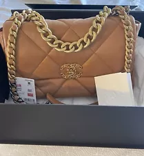 Chanel 19 Handbag Large Flap CARAMEL Authentic