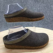 Haflinger Slippers Womens 38 Grizzly Torben Mule Clogs Gray Comfort Wool Round