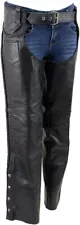 Xelement B7556 Women's Black 'Braided' Zippered Motorcycle Leather Chaps PLUS 20