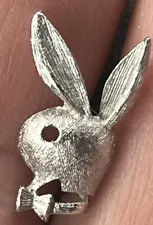 Playboy Bunny Silver Tone Vintage Tie Tack Lapel Pin ear hugh heffner mansion