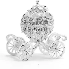 Silver Diamond Pumpkin Carriage Jewelry Box, Cinderella