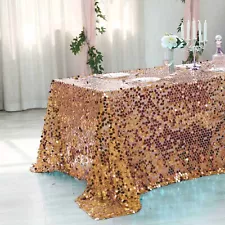 Gold Rectangular 90x156" Large Payette Sequin Tablecloth Wedding Catering SALE