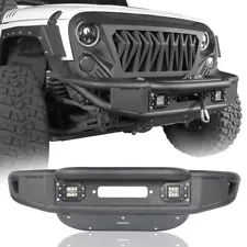 Rock Crawler Front Bumper w/ LED Lights& Winch Plate for Jeep Wrangler 07-18 JK (For: Jeep)