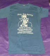 JOIN THE ARMY T-SHIRT UNCLE SAM POLITICAL NOVELTY ANTI-WAR VINTAGE TEE SHIRT