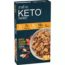 :Ratio Keto Friendly Maple Almond Crunch Breakfast Cereal 10.4 OZ Fast Free Ship