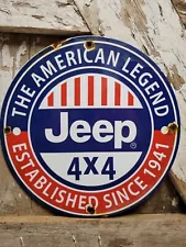 VINTAGE JEEP PORCELAIN SIGN OLD AMERICAN 4X4 TRUCK GAS AUTOMOBILE DEALER SALES