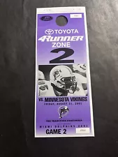 2001 NFL Miami Dolphins Football Minnesota Vikings Vintage Parking Pass Game 2