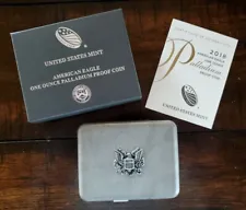 2018 Proof $25 American 1oz Palladium Eagle Box & COA | No Coin