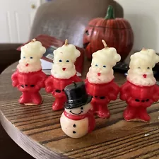 5 Vintage Gurley Christmas Candles 4Small Santa Claus & Snowman