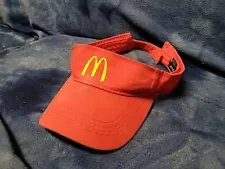 McDonalds Red Visor Yellow Arches Uniform Hat Cap Adjustable Hit Wear Cosplay