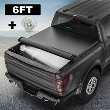 Roll Up Truck Tonneau Cover For 82-93 Chevrolet S10 GMC S15 6FT Bed w/ Led Lamp