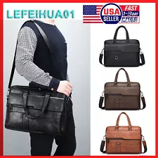 Fashion Men's Leather Briefcase for Travel/Office 14 Inch Laptop Messenger Bag