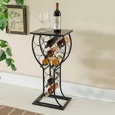 Kings Brand Furniture - Freestanding Floor Wine Rack Stand, Mini Bar Table