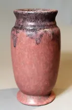 Early Roseville Carnelian II Mottled Pink with Grey Drip Matte Glaze Vase c.1925