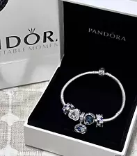 Authentic Pandora Charm Bracelet Silver 925 charms included as picture.7.9 in