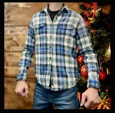 American Eagle mens flannel Plaid button down shirt Size Medium Super Sale HOT