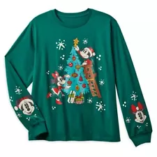 Disney Store Mickey and Minnie Mouse Holiday Long Sleeve T-Shirt for Adults