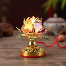 2pcs 4.7" Buddhist Colorful Temple Shrine Light Prayer Worship Buddha Lotus Lamp