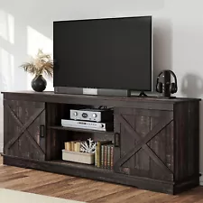 Farmhouse TV Stand for 65 Inch Entertainment Center with Barn Door Media Console