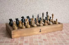 rare chess set 1940-50s/ vintage chess set with board