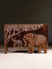 antique Designed Cabinet Handcarved Elephant Scenery sideboard buffet storage