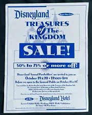 DISNEYLAND Hotel TREASURES OF THE KINGDOM SALE Mailed Flyer PASSHOLDERS' INVITE