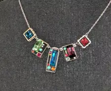 Firefly Crystal Necklace - Rect. Pendants - Purple, Blue, Green - NWT - [FFN041]