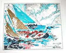 LeRoy Neiman America's Cup 1964 Hand Signed Serigraph Art Sailing Silkscreen