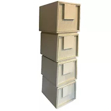 Rare Set Of 4 Vintage Tuf-File by STACO Stackable File Cabinets Beige MCM Set