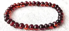 AMBER BRACELET NATURAL BALTIC HONEY CHERRY COLOR OVAL BEADS FROM EUROPE