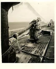 Press Photo: Iced Over Kriegsmarine U-Boat Submarine Surfaced in Winter Sea1941