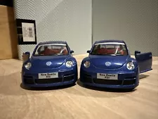 Two Kinsmart - VW New Beetle RSi - 5" Diecast - Blue - Pull Back