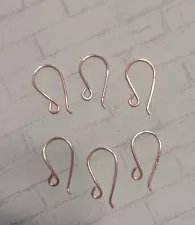 Earring hooks, ear wires, short with loop for jewelry making, rose gold, 3 pair