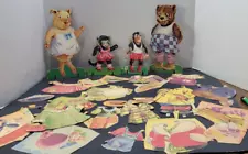 1950's Cardboard Cutout Dolls Paper Clothes Bear Pig Cat Monkey Animals to Dress