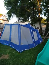 Vintage Western Field Canvas Top Tent With Attached Screen Room