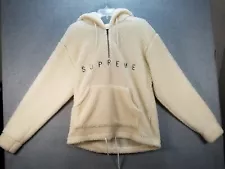 Supreme Sherpa 1/4 Zip Pullover Size: L White Excellent Condition Hooded