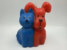 Vintage Petco Red Dog Blue Cat Sitting Next To Each Other Cute Candle by LAVA