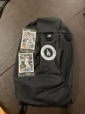 Dodger Foundation Black Small Backpack (2 Packs Of Baseball Cards Included) NEW