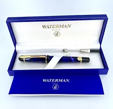 Waterman Phileas Fountain Pen - Blue Marble - Fine Nib with- Original Box & Book