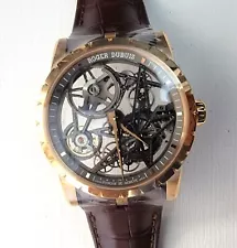 ROGER DUBUIS EXCALIBUR Men's Skeleton 18K Rose Gold Watch NEW W/ Box & Papers