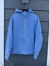 Supreme Small Box Logo Zip Up Hoodie Sweatshirt Y2K Light Blue Medium