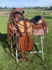 16" Western trail/pleasure saddle w/roughout, matching tack