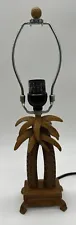 Wooden carved Palm tree desk lamp works Beach house decor