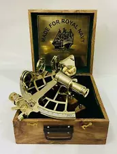 Brass Antique Sextant Marine Nautical Collectible Ship Astrolabe With Box