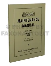 Jeep CJ2A only Shop Manual 1945 1946 1947 1948 1949 Willys CJ-2A Repair Service (For: Jeep Willys)