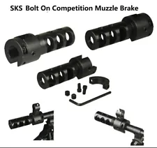 SKS 7.62X39mm Bolt On Competition Muzzle Brake Recoil Reducer 2PC Tighten Screws