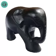 Hand Carved Wooden Black Elephant Statue Sculpture - Durable, Made in Sri Lanka