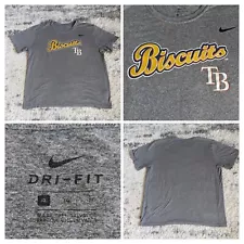 Nike Mens X Large XL Gray Crew Neck T Shirt Montgomery Biscuits MiLB Tampa Bay