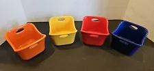 Rachael Ray Set of 4 10 Oz Ramekins Red Blue Yellow Orange Stoneware Ovenware