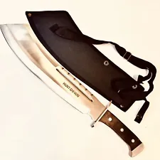 Full Tang HUNTING MACHETE KNIFE w/ SHEATH Fixed Blade Wood Handle 3CR13 -19”